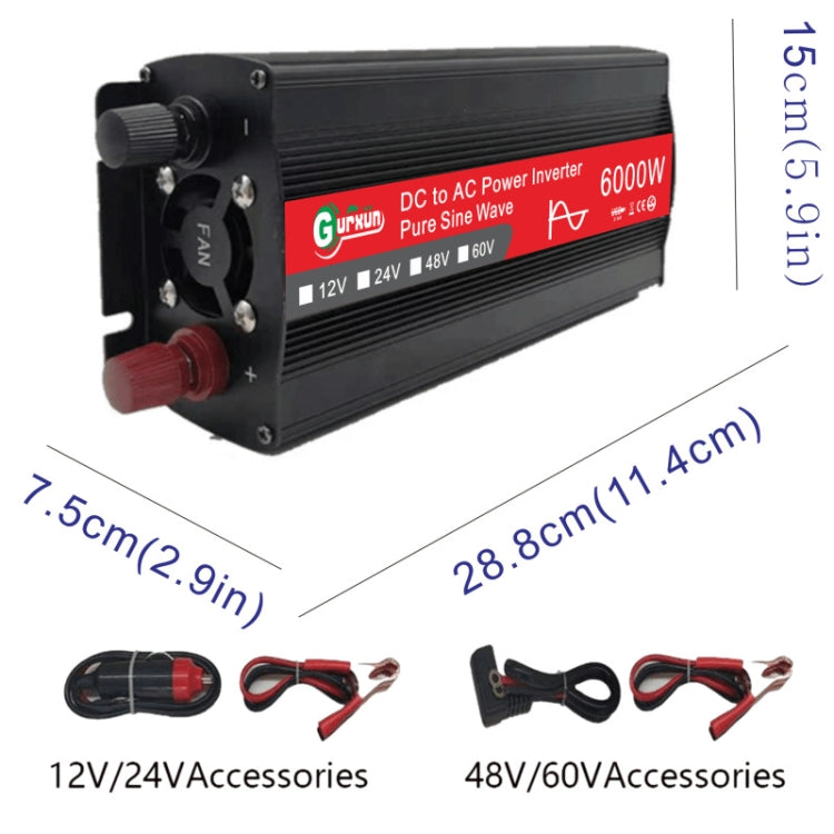Gurxun 6000W High Power Sine Wave Inverter With Single Digital Display, Specification: 24V-220V - free shipping - PMC Jewellery - Order now!