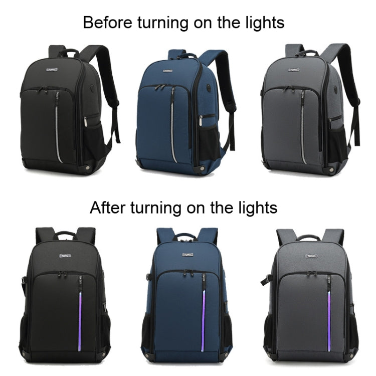 TONO LED Light SLR Digital Camera Backpack With USB Port(Blue)