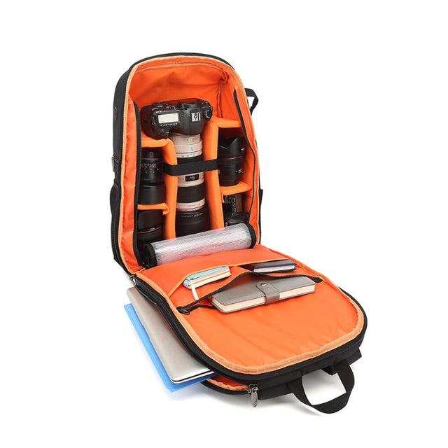Oxford Cloth Water-resistant Photography Backpack 17 Inch Laptop Backpack(Orange)