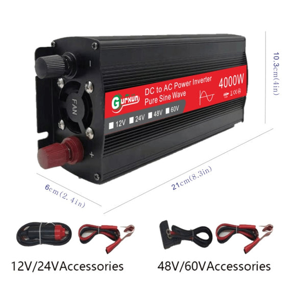Gurxun 4000W Home Car Power Converter Sine Wave Inverter, Specification: 60V To 220V