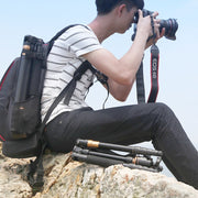QingZhuangShiDai Q666 Portable Travel SLR Camera Aluminum Magnesium Alloy Tripod(Black)
