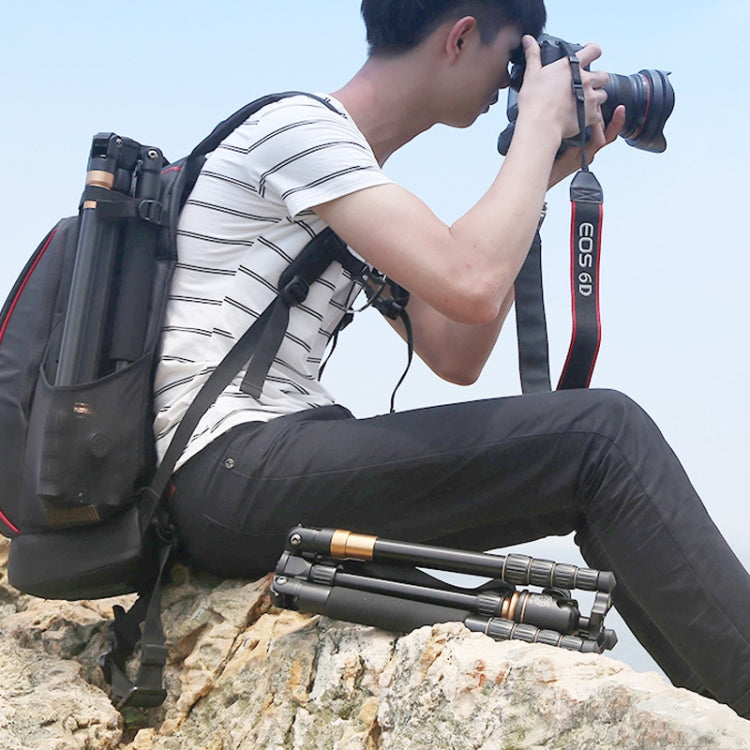 QingZhuangShiDai Q666 Portable Travel SLR Camera Aluminum Magnesium Alloy Tripod(Black)