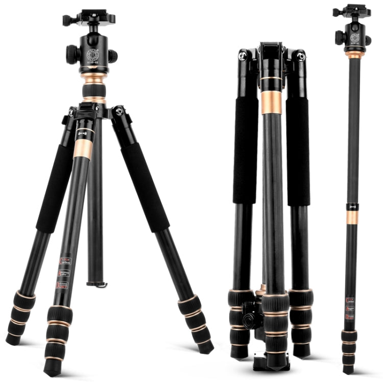 QingZhuangShiDai Q222C SLR Camera Carbon Fiber Portable Travel Tripod(Black)