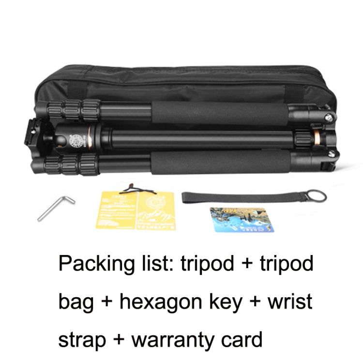 QingZhuangShiDai Q222C SLR Camera Carbon Fiber Portable Travel Tripod(Black)