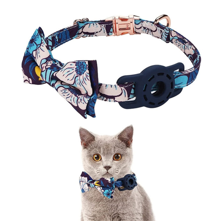 Pet Tracker Collar Insert Buckle Bow Collar For AirTag(Deep Blue) - Pet Series by PMC Jewellery | Online Shopping South Africa | PMC Jewellery | Buy Now Pay Later Mobicred
