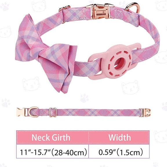 Pet Tracker Collar Insert Buckle Bow Collar For AirTag(Deep Blue)