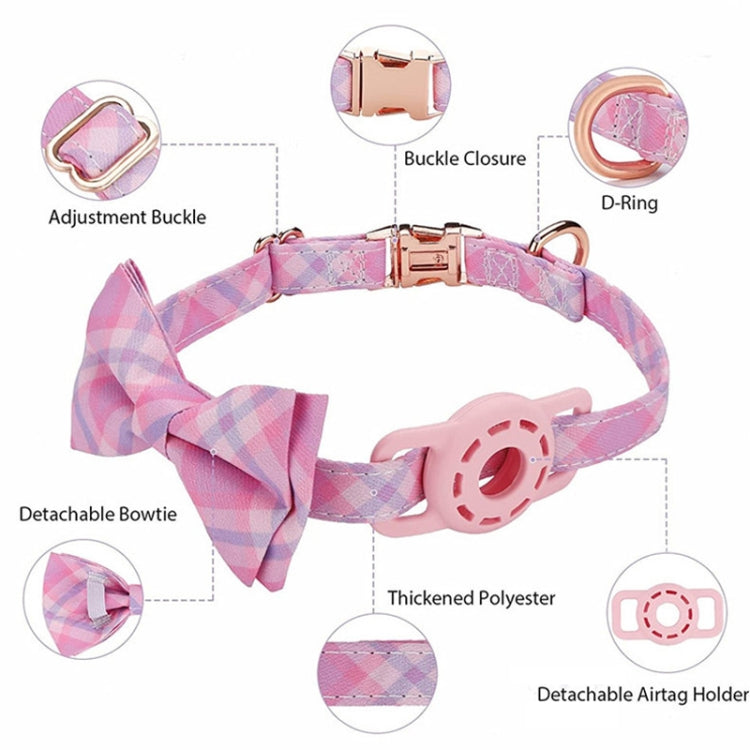 Pet Tracker Collar Insert Buckle Bow Collar For AirTag(Luminous Blue)