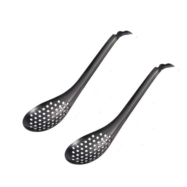 2 PCS 304 Stainless Steel Small Caviar Colander Molecular Cooking Spoon, Color: Black