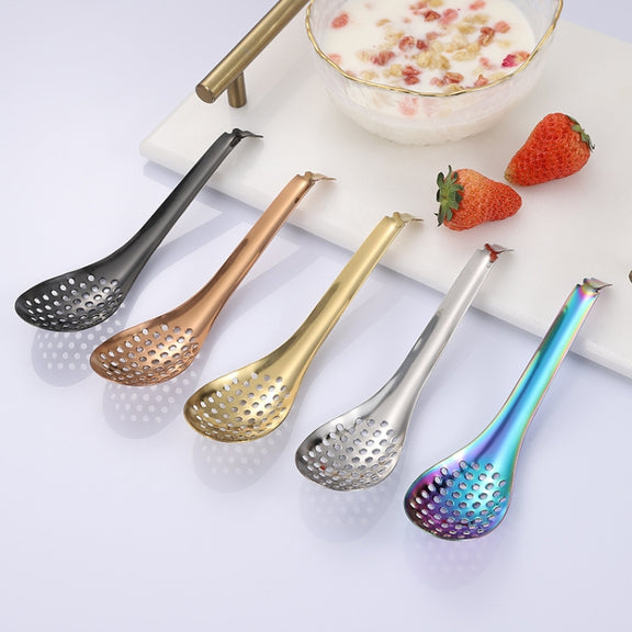 2 PCS 304 Stainless Steel Small Caviar Colander Molecular Cooking Spoon, Color: Black