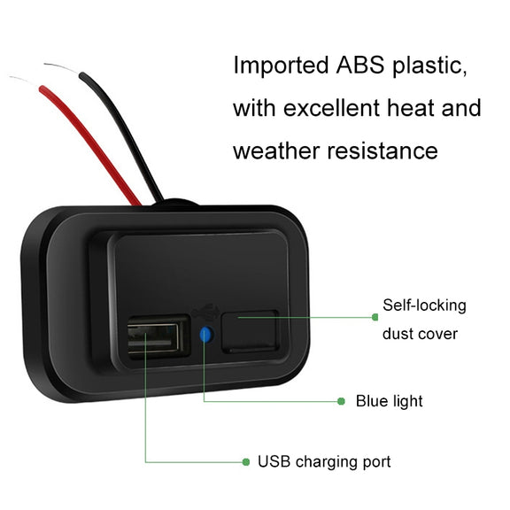 4.8A Punch-Free Automatic Spring Cover RV Bus Modified Dual USB Car Charger(Black)