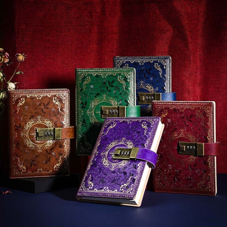 B6 PU Leather Retro Password Book With Lock Diary Hand Book(Purple) - Notebooks by PMC TechLife | Online Shopping South Africa | PMC TechLife