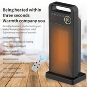 LCD Digital Display Rotary Remote Control Heater PTC Ceramic Heating Heater, Spec: UK Plug (Black)