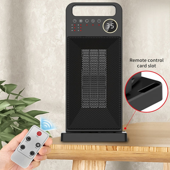 LCD Digital Display Rotary Remote Control Heater PTC Ceramic Heating Heater, Spec: UK Plug (Black)