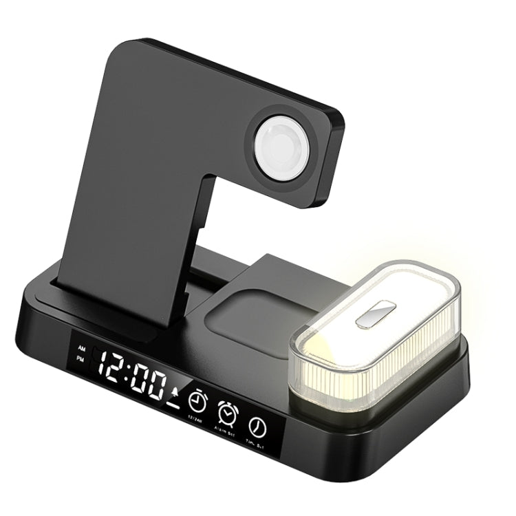 A37 30W 3-in-1 Wireless Charging Phone Stand with RGB Night Light & Alarm Clock & Watch Charger For Apple Function(Black) - free shipping - PMC Jewellery - Order now!