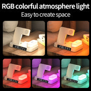 A37 30W 3-in-1 Wireless Charging Phone Stand with RGB Night Light & Alarm Clock & Watch Charger For Apple Function(White)