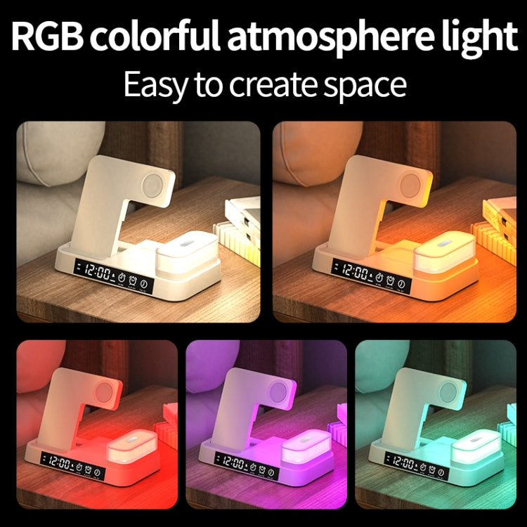 A37 30W 3-in-1 Wireless Charging Phone Stand with RGB Night Light & Alarm Clock & Watch Charger For Apple Function(Black) - free shipping - PMC Jewellery - Order now!