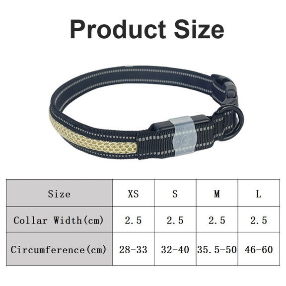 LED Rechargeable Wear-resistant and Water-resistant Pet Lighting Collar, Size: S(Black)