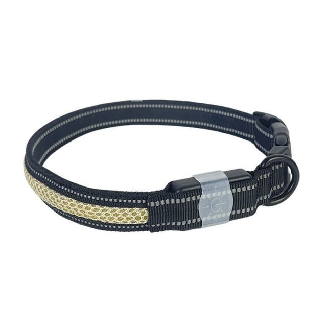 LED Rechargeable Wear-resistant and Water-resistant Pet Lighting Collar, Size: L(Black)