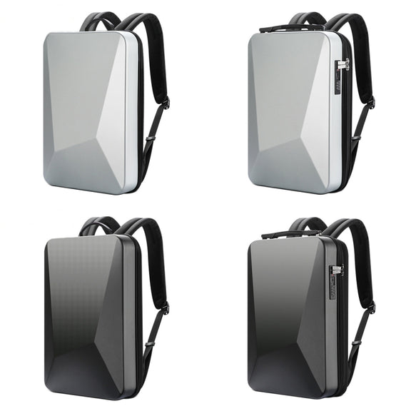 Bopai 61-93318A Hard Shell Water-resistant Expandable Backpack with USB Charging Hole, Spec: Regular (Silver)