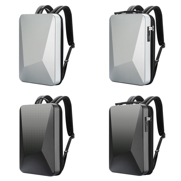 Bopai 61-93318A Hard Shell Water-resistant Expandable Backpack with USB Charging Hole, Spec: Password (Silver)