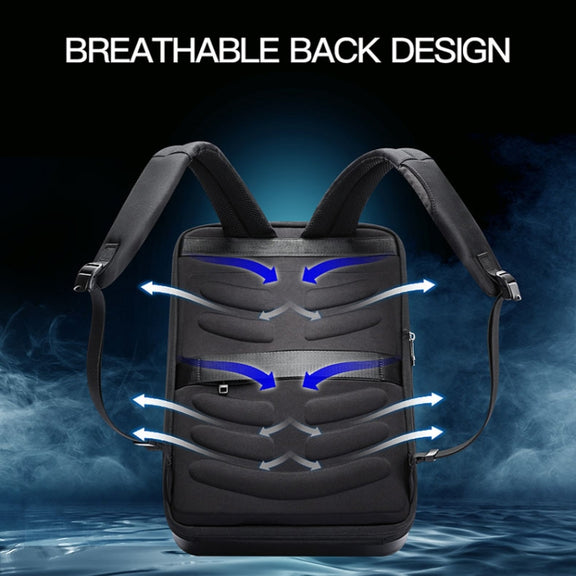 Bopai 61-93318A Hard Shell Water-resistant Expandable Backpack with USB Charging Hole, Spec: Password (Silver)