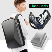 Bopai 61-93318A Hard Shell Water-resistant Expandable Backpack with USB Charging Hole, Spec: Regular (Black)