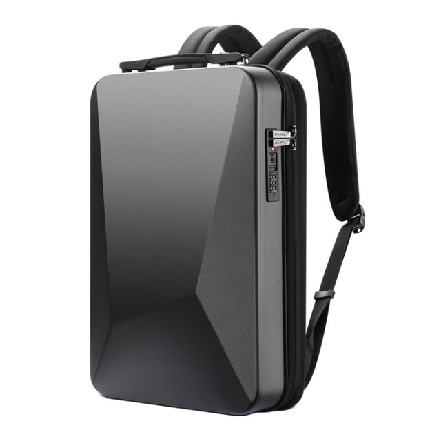 Bopai 61-93318A Hard Shell Water-resistant Expandable Backpack with USB Charging Hole, Spec: Password (Black)