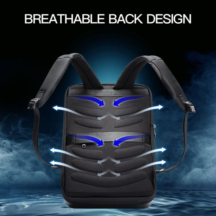 Bopai 61-93318A Hard Shell Water-resistant Expandable Backpack with USB Charging Hole, Spec: Password (Black)