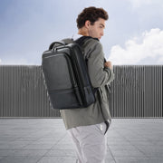 Bopai 61-70111 Cowhide Multi-compartment Water-resistant Anti-theft Backpack with USB Charging Hole(Black)