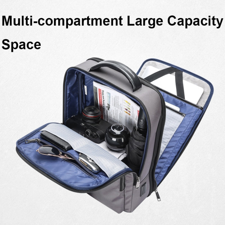 Bopai 61-121518 Multi-compartment Waterproof Expandable Backpack with USB Charging Hole(Black) - free shipping - PMC Jewellery - Order now!