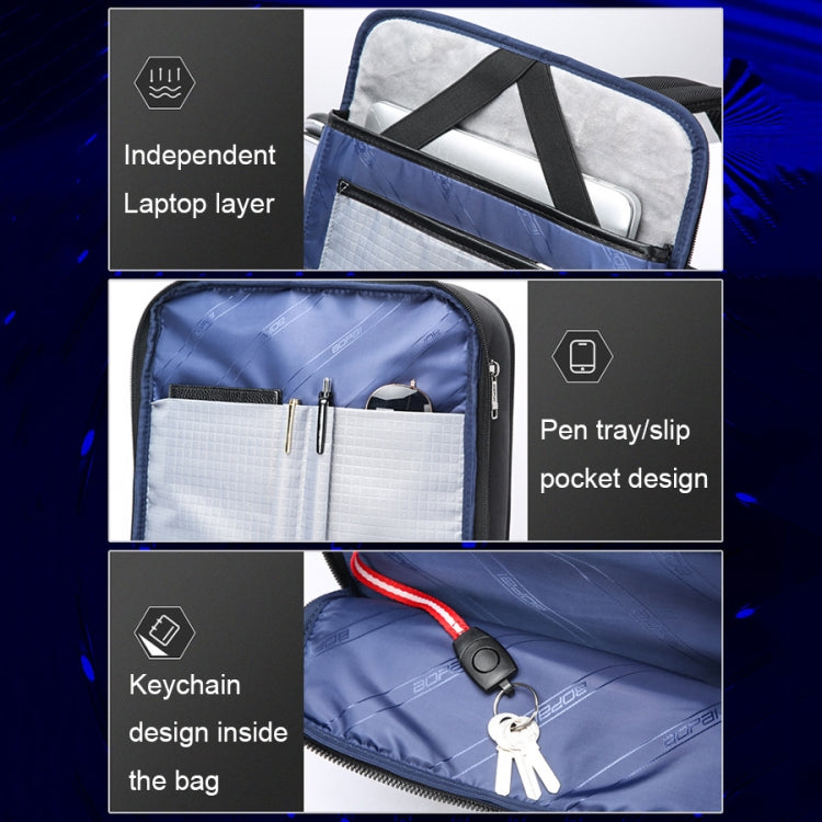 Bopai 61-121518 Multi-compartment Water-resistant Expandable Backpack with USB Charging Hole(Black)