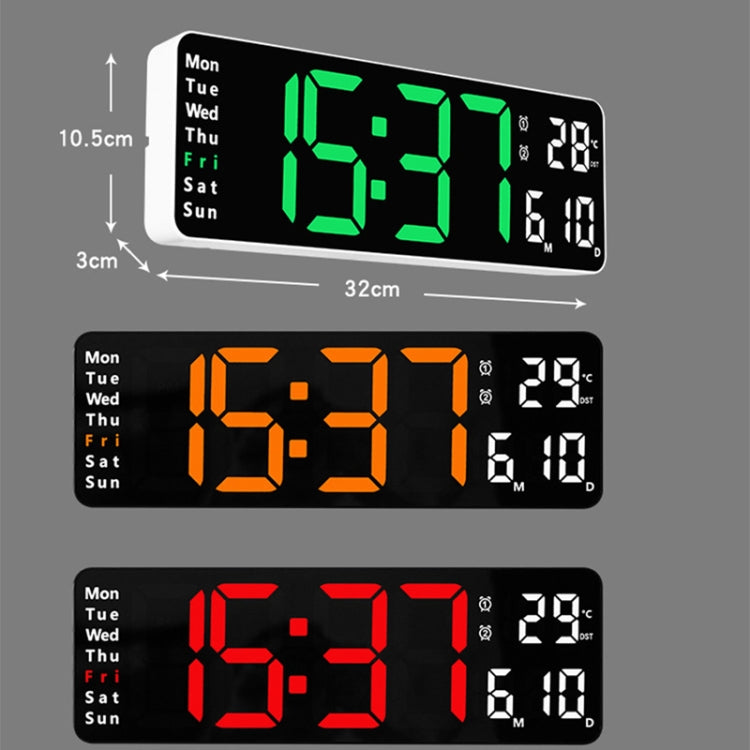 6629 13 Inch Multifunctional LED Living Room Large Screen Wall Clock(White Shell Orange Light)