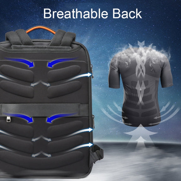 Bopai 61-120621A Outdoor Water-resistant Laptop Backpack with USB Charging Port, Spec: Expansion Version