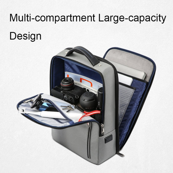 Bopai 61-68118 Multifunctional Wear-resistant Anti-theft Laptop Backpack with USB Charging Hole(Silver Gray)