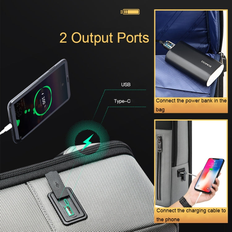 Bopai 61-68118 Multifunctional Wear-resistant Anti-theft Laptop Backpack with USB Charging Hole(Silver Gray)