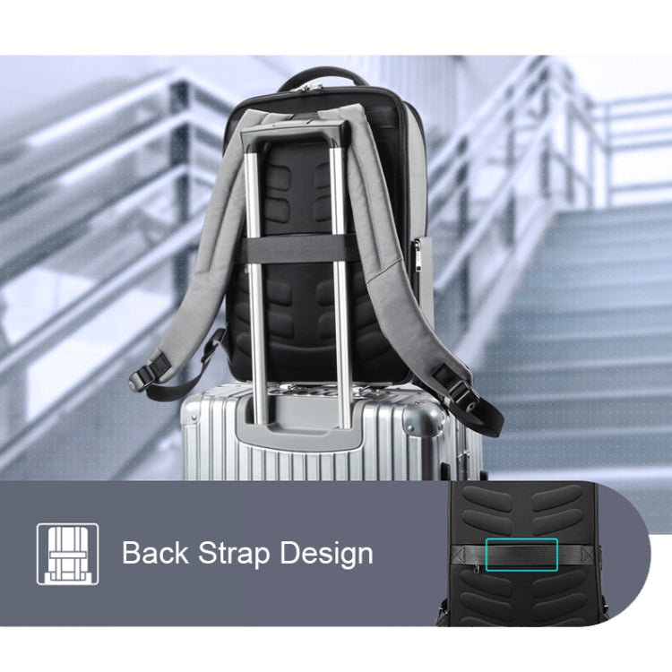 Bopai 61-68118 Multifunctional Wear-resistant Anti-theft Laptop Backpack with USB Charging Hole(Silver Gray)