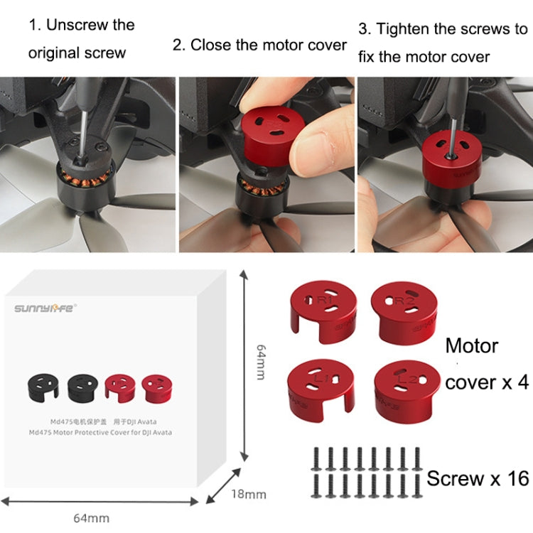4 PCS / Set Sunnylife AT-MD475 Dust-proof Water-resistant Aluminum Alloy Motor Cover For DJI Avata(Red)