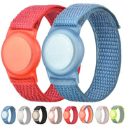 220mm  For AirTag Tracker Child Adult Nylon Strap Wristband Protective Case (Rainbow)