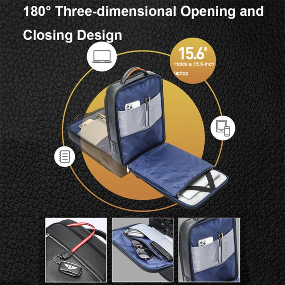 Bopai 61-121561 Multifunctional Anti-theft Laptop Business Backpack with USB Charging Hole(Black)