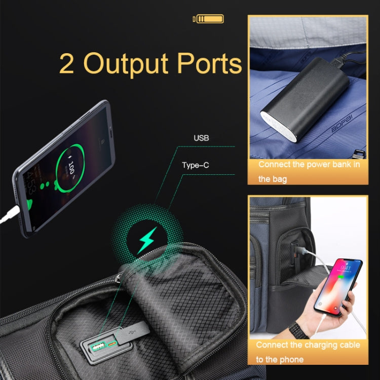 Bopai 61-121981 Multifunctional Anti-theft Laptop Business Backpack with USB Charging Hole(Navy Blue) - free shipping - PMC Jewellery - Order now!