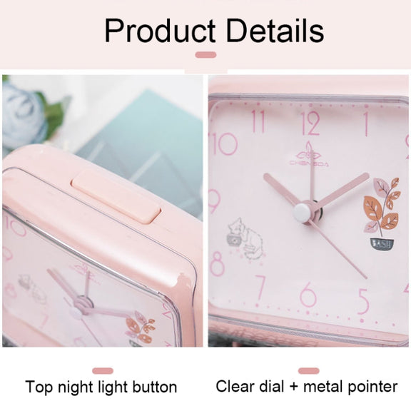 Cute Children Small Alarm Clock Bedside Night Light Clock(A306 Pink)