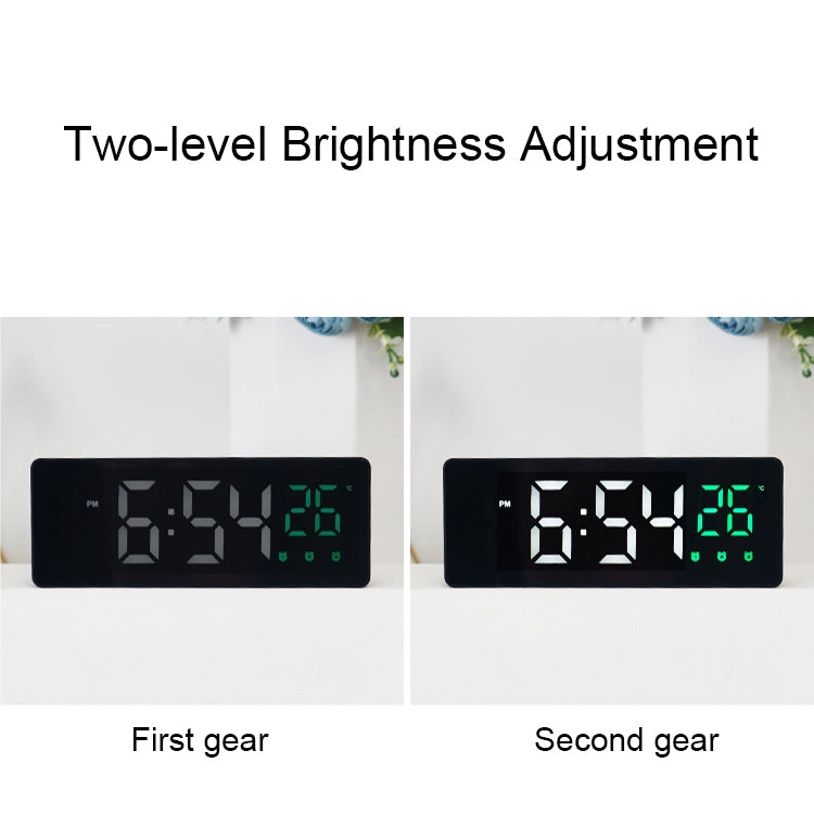 0715 Voice-activated LED Mute Date Temperature Display Electronic Clock(Black Shell Green Light)