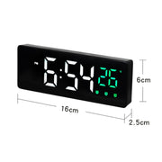 0715 Voice-activated LED Mute Date Temperature Display Electronic Clock(White Shell Green Light)