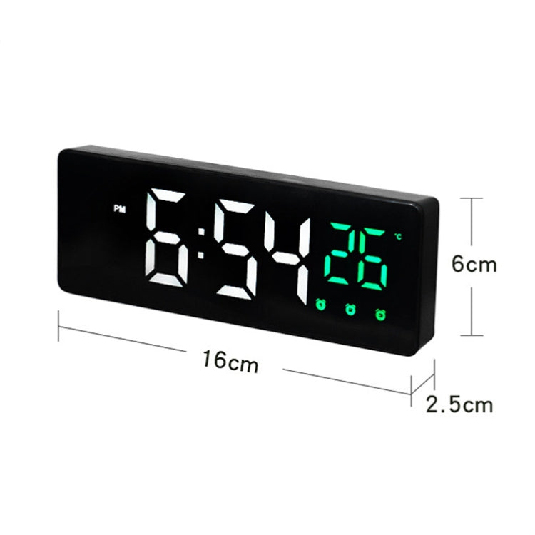 0715 Voice-activated LED Mute Date Temperature Display Electronic Clock(White Shell Green Light)