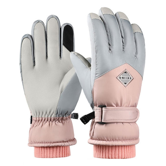 1 Pair Winter Fleece Thickened Warm And Windproof Outdoor Riding Motorcycle Gloves, Size: Free Code(Pink + Blue) - Full Finger Gloves by PMC Jewellery | Online Shopping South Africa | PMC Jewellery | Buy Now Pay Later Mobicred