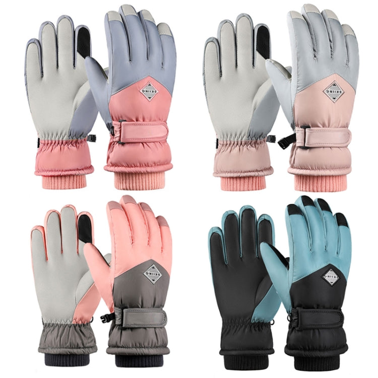 1 Pair Winter Fleece Thickened Warm And Windproof Outdoor Riding Motorcycle Gloves, Size: Free Code(Pink + Blue) - Full Finger Gloves by PMC Jewellery | Online Shopping South Africa | PMC Jewellery | Buy Now Pay Later Mobicred
