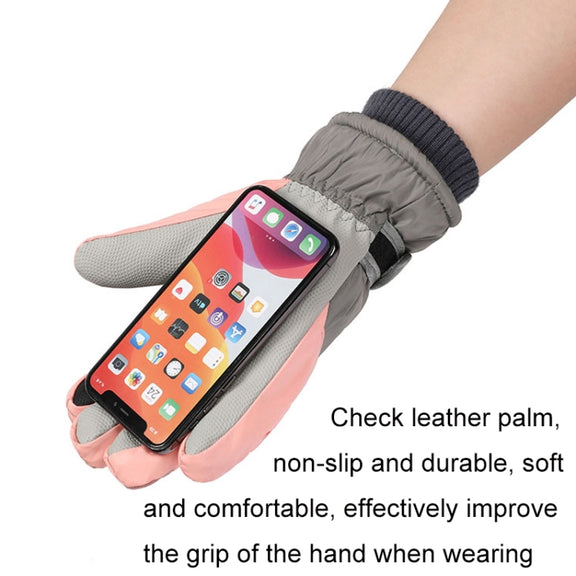 1 Pair Winter Fleece Thickened Warm And Windproof Outdoor Riding Motorcycle Gloves, Size: Free Code(Pink + Blue)