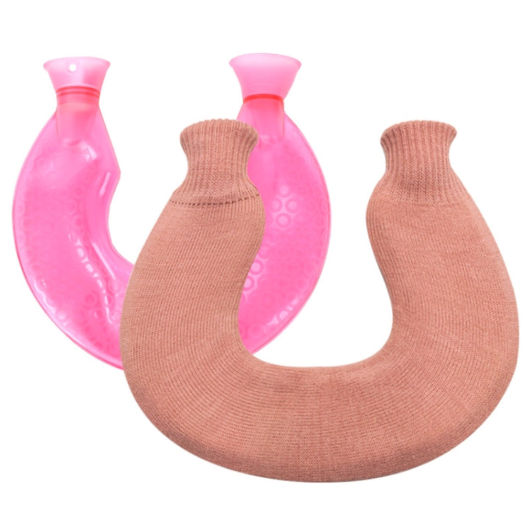 U-shaped PVC Hot Compress Shoulder And Neck Explosion-proof Water Injection Hot Water Bag(Rose Red + Light Pink) - free shipping - PMC TechLife - Order now!