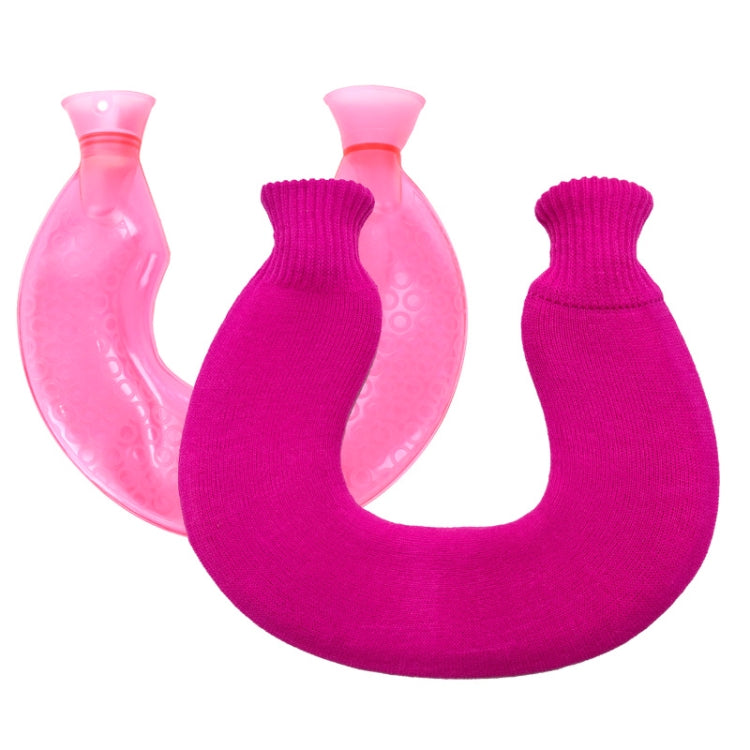 U-shaped PVC Hot Compress Shoulder And Neck Explosion-proof Water Injection Hot Water Bag(Rose Red + Rose Red Knitted) - Hot Water Bags by PMC TechLife | Online Shopping South Africa | PMC TechLife | Buy Now Pay Later Mobicred