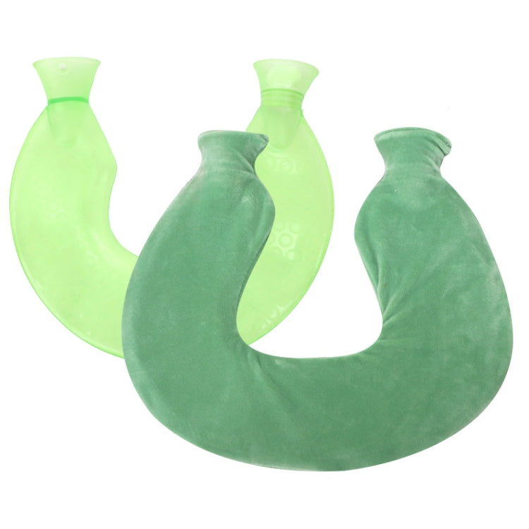 U-shaped PVC Hot Compress Shoulder And Neck Explosion-proof Water Injection Hot Water Bag(Green + Green Crystal) - free shipping - PMC TechLife - Order now!
